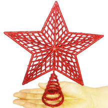 Estrela de Natal Ponteira Glitter Brilhante 20cm para Arvore Decoração