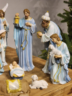 Presépio em Resina Azul • 11 Peças • 30cm