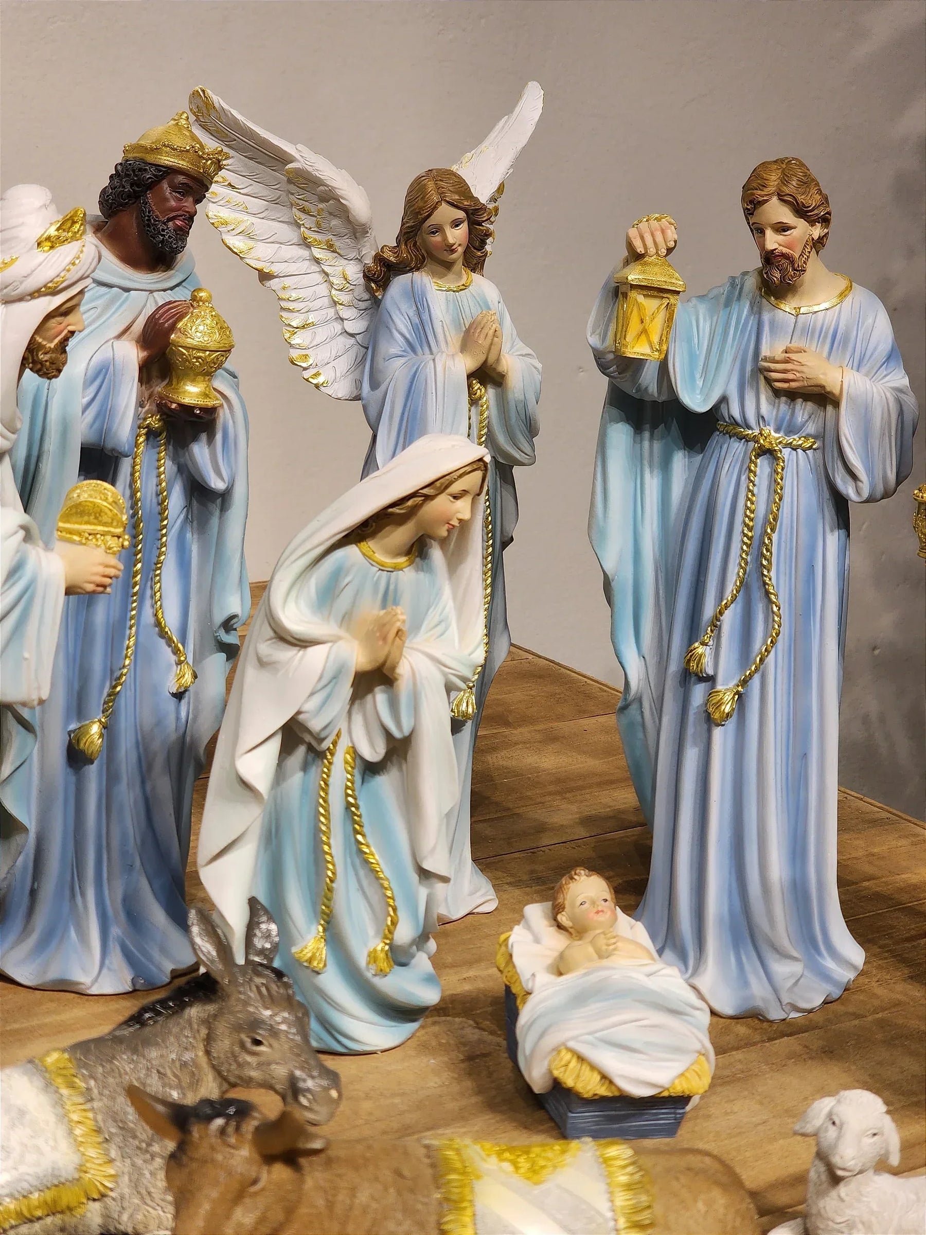 Presépio em Resina Azul • 11 Peças • 30cm