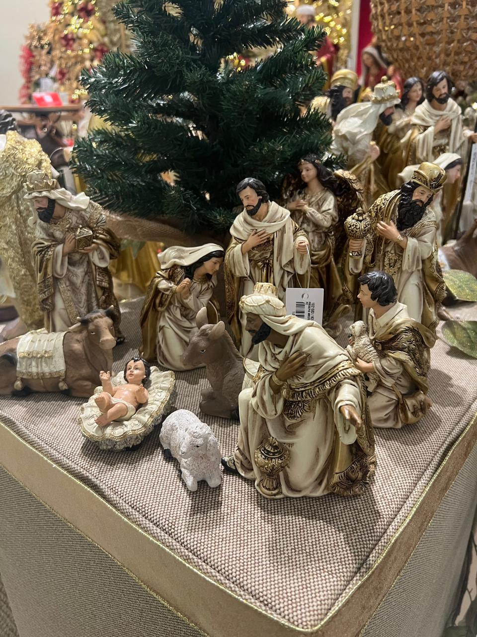 PRESÉPIO EM RESINA 11 PÇS LUXO PRATA