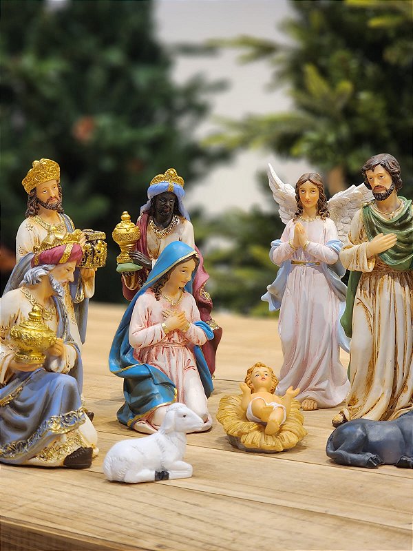 PRESÉPIO DE RESINA LUXO 11 PÇS - 20CM