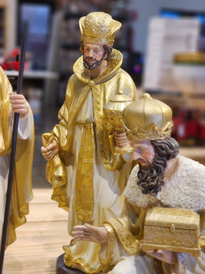 PRESÉPIO EM RESINA 11 PÇS DOURADO LUXO