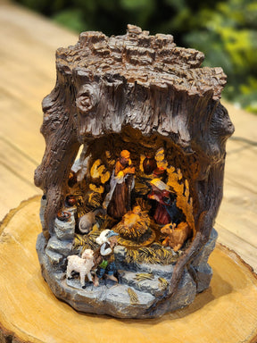 PRESÉPIO NA PEDRA COM LUZ CENÁRIO VILA NATALINA