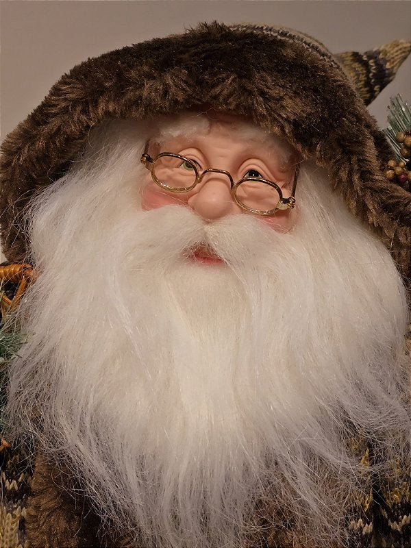 PAPAI NOEL DELUXY RÚSTICO EXPRESSÃO REALISTA 50CM