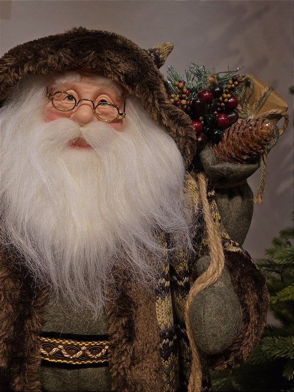 PAPAI NOEL DELUXY RÚSTICO EXPRESSÃO REALISTA 50CM